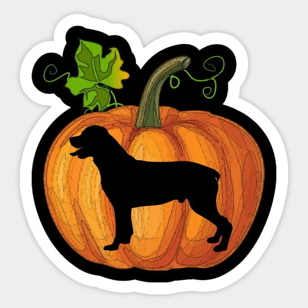 Rottweiler in pumpkin Sticker by Flavie Kertzmann